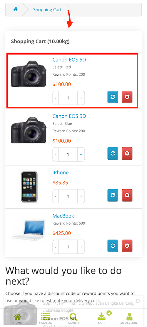 responsive & mobile friendly cart page that replace default opencart cart